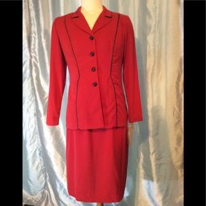 Red Skirt & Jacket set, jacket w/black buttons NWT